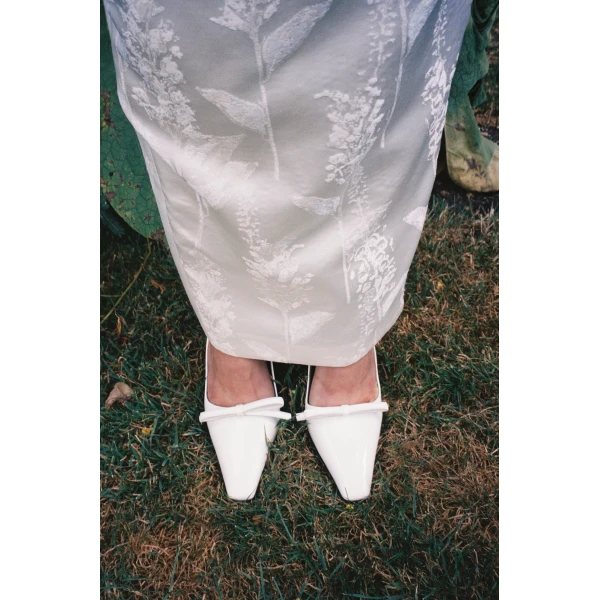 Bernadette Bowtie Lacquered High Heel Pump in Ivory | Heels | Luxury Shoes 