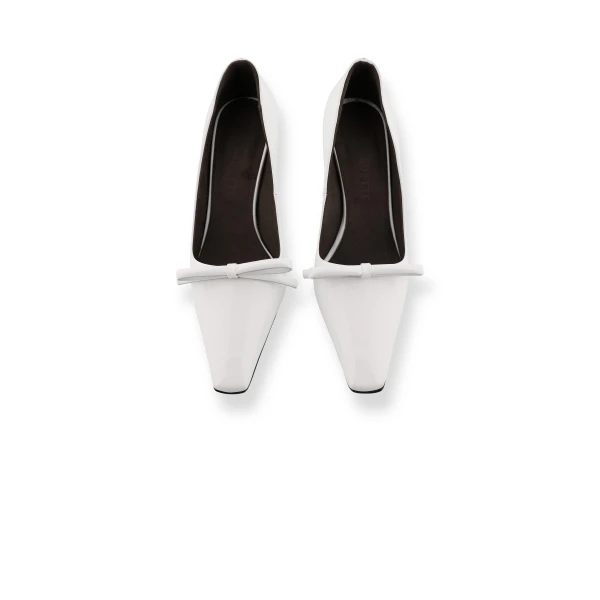 Bernadette Bowtie Lacquered High Heel Pump in Ivory | Heels | Luxury Shoes 