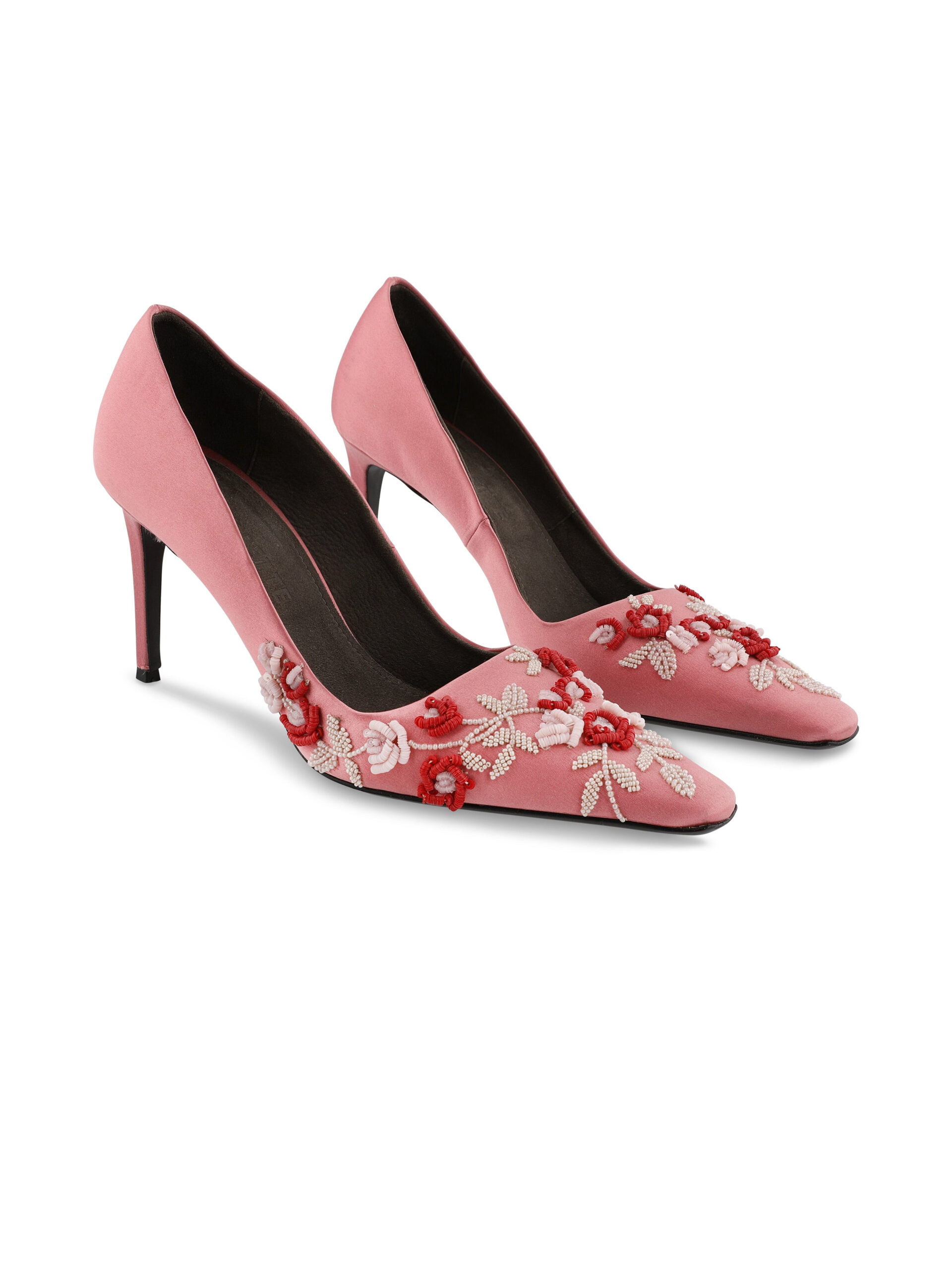 Bernadette Classic Satin High Heel Pump Rose Embroidery in Multi Pastel Lingerie Rose Embroidery on Pink Bernadette Classic Satin High Heel Pump Rose Embroidery in Multi Pastel Lingerie Rose Embroidery on Pink | Heels | Luxury Shoes