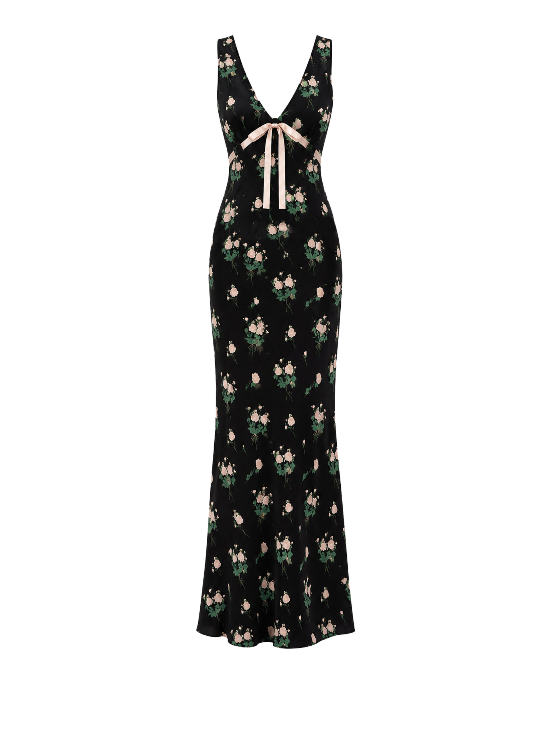 Bernadette Dress Camille in Lingerie Roses Pink on Black Bernadette Dress Camille in Lingerie Roses Pink on Black | Maxi Dresses | Luxury Shoes