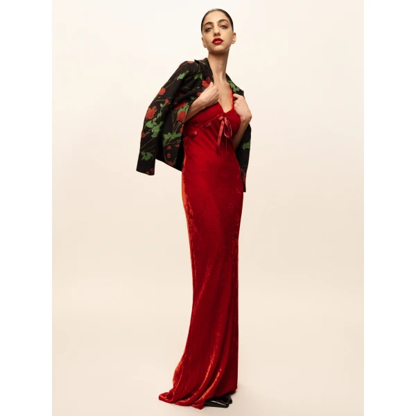 Bernadette Dress Camille in Red Velvet | Maxi Dresses | Luxury Shoes 