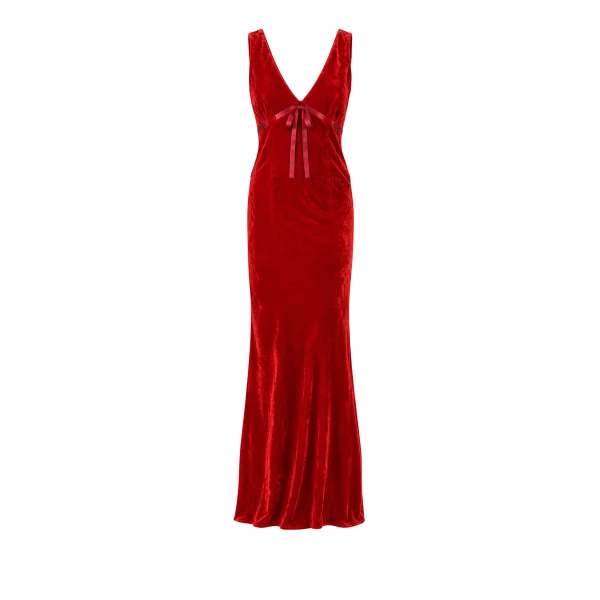 Bernadette Dress Camille in Red Velvet | Maxi Dresses | Luxury Shoes 