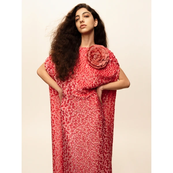 Bernadette Dress Eleonore in Rapture Rose Fil Coupe | Evening Gowns | Luxury Shoes 