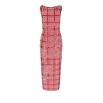 Bernadette Dress Lene Embroidered in Pink and Ivory Tartan Embroidery on Baroque Rose | Maxi Dresses | Luxury Shoes 