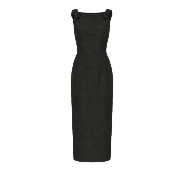 Dress Lene in Embossed Petals Black