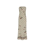 Bernadette Dress Luna Embroidered in Multi Red Cherry Embroidered on Cream Check | Maxi Dresses | Luxury Shoes 