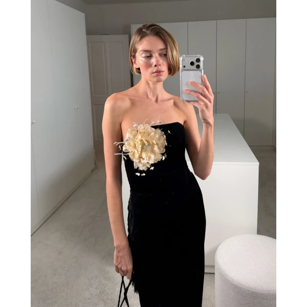Bernadette Dress Luna in Black Velvet | Maxi Dresses | Luxury Shoes 