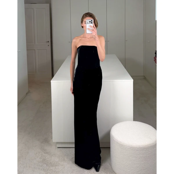 Bernadette Dress Luna in Black Velvet | Maxi Dresses | Luxury Shoes 