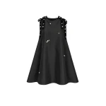 Bernadette Dress Melody Embroidered in Multi Bow Embroidery on Black | Mini Dresses | Luxury Shoes 