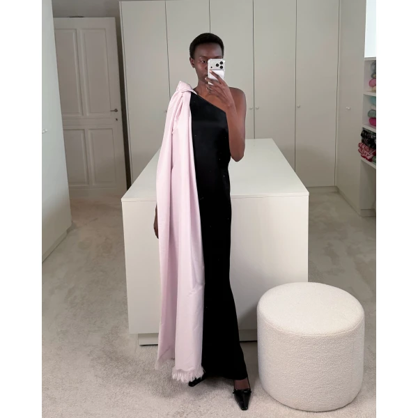 Bernadette Dress Ross in Black and Icy Pink | Evening Gowns | Luxury Shoes 