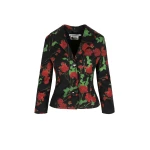 Bernadette Jacket Elle in Rosebranches Red on Black | Blazers | Luxury Shoes 