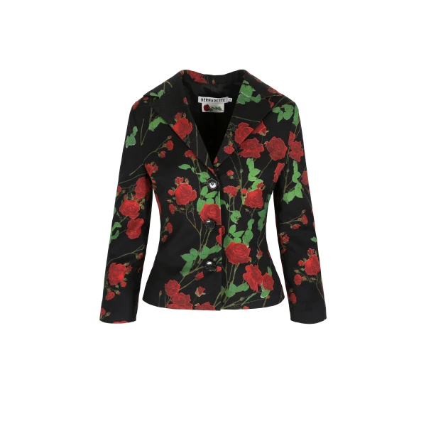 Jacket Elle in Rosebranches Red on Black