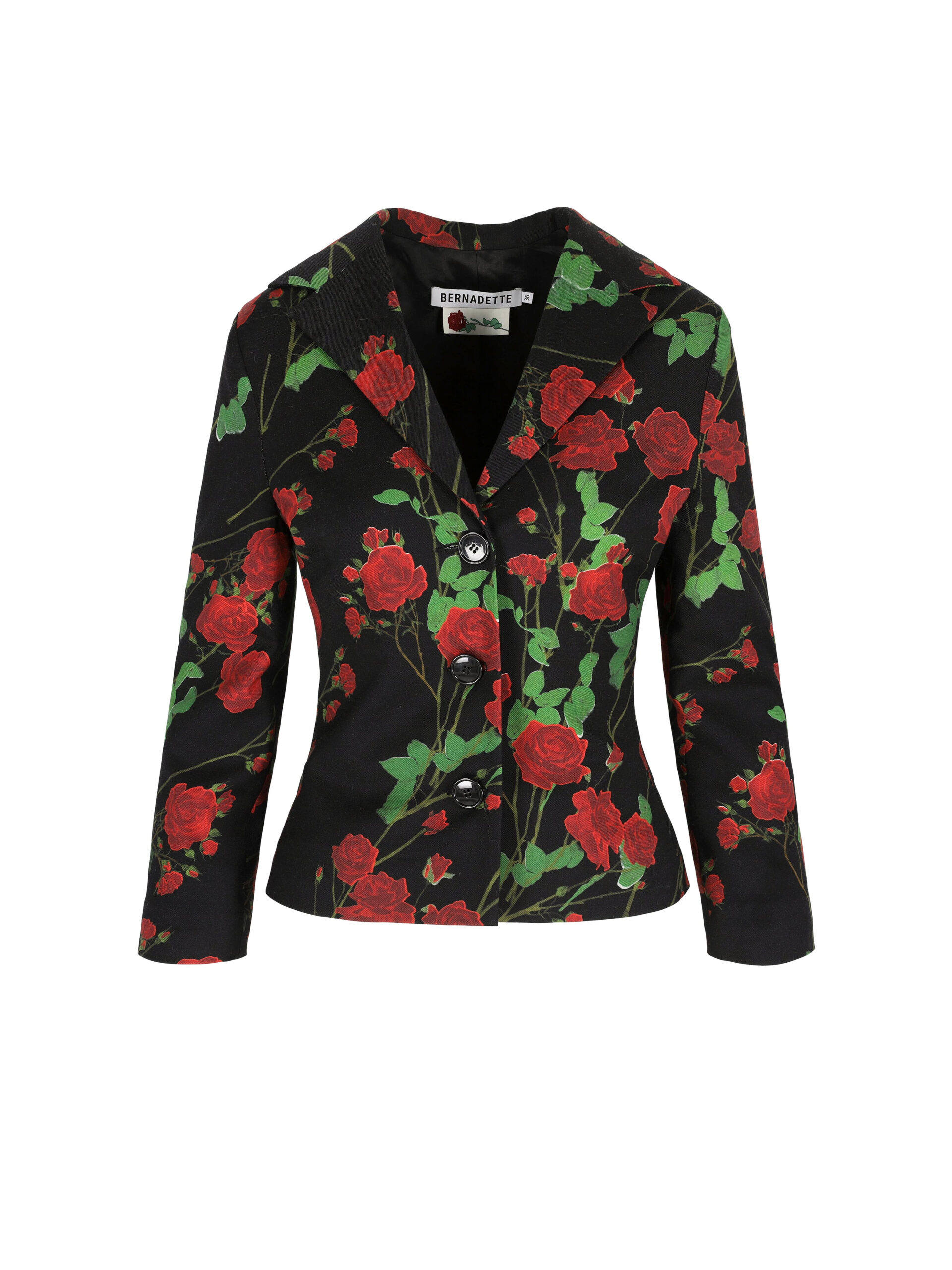 Bernadette Jacket Elle in Rosebranches Red on Black Bernadette Jacket Elle in Rosebranches Red on Black | Blazers | Luxury Shoes