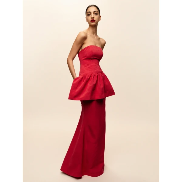 Bernadette Long Dress Balthasar in Raspberry Moire | Evening Gowns | Luxury Shoes 