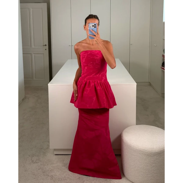Bernadette Long Dress Balthasar in Raspberry Moire | Evening Gowns | Luxury Shoes 