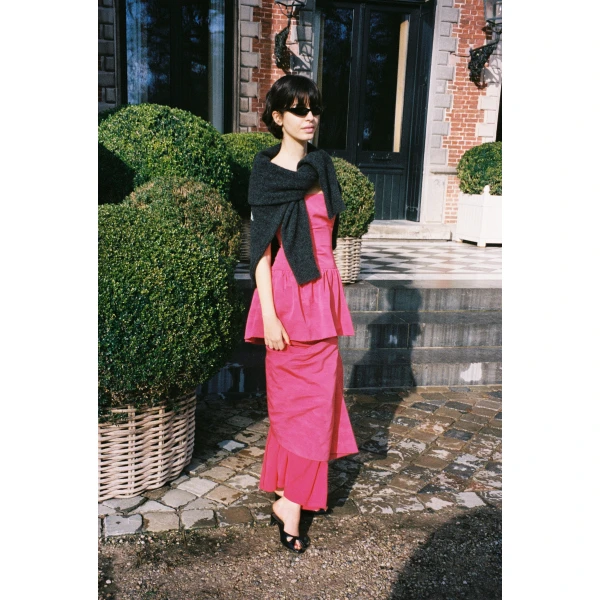 Bernadette Long Dress Balthasar in Raspberry Moire | Evening Gowns | Luxury Shoes 