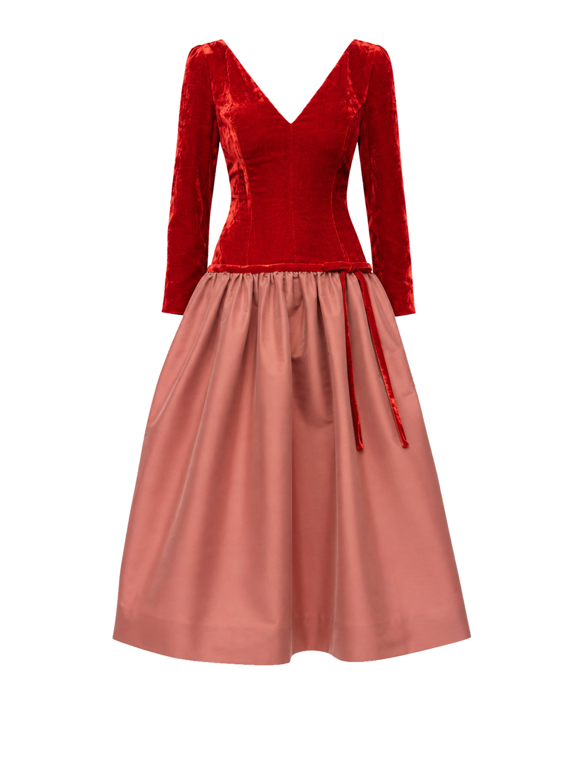 Bernadette Midi Dress Inez in Red and Powder Rose Bernadette Midi Dress Inez in Red and Powder Rose | Midi Dresses | Luxury Shoes