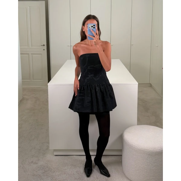Bernadette Mini Dress Balthasar in Black Moire | Mini Dresses | Luxury Shoes 