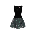Bernadette Mini Dress Yael in Black and Hydrangea Green on Black | Mini Dresses | Luxury Shoes 