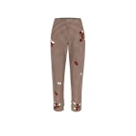 Bernadette Pants Martha Embroidered in Red Berry Embroidery on Brown and Pink Wool Vichy | Tailored pants | Luxury Shoes 