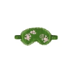 Bernadette Silk Sleeping Mask in Green Pink Rose Embroidery | Accessories | Luxury Shoes 