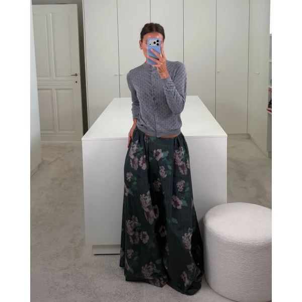Bernadette Skirt Callum in Chine Hydrangea Pink on Black | Maxi Skirts | Luxury Shoes 