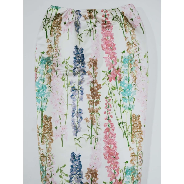 Bernadette Skirt Damian in Delphinium Multicolour on Cream | Maxi Skirts | Luxury Shoes 