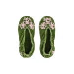 Bernadette Velvet Slippers in Dark Lime | Slippers | Luxury Shoes 