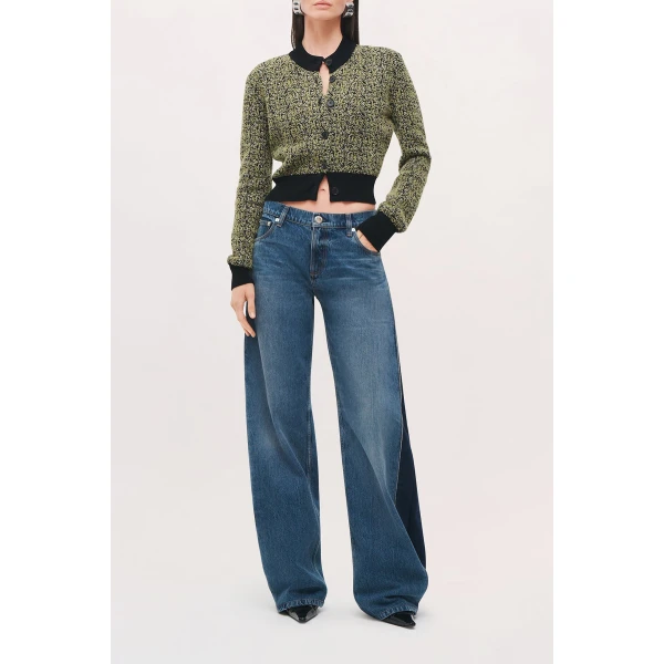Brandon Maxwell Aubrey Cardigan in Green Static | Cardigan | Luxury Shoes 