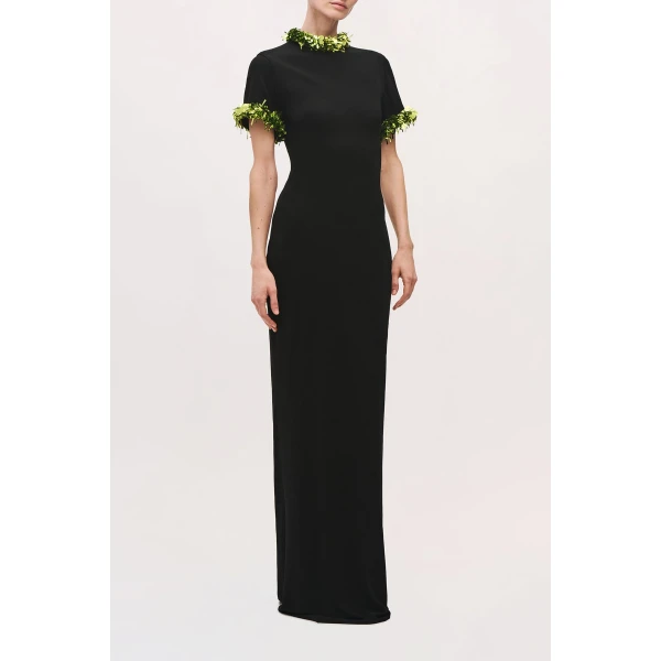 Brandon Maxwell Bex Gown in Black and Green | Evening Gowns | Luxury Shoes 