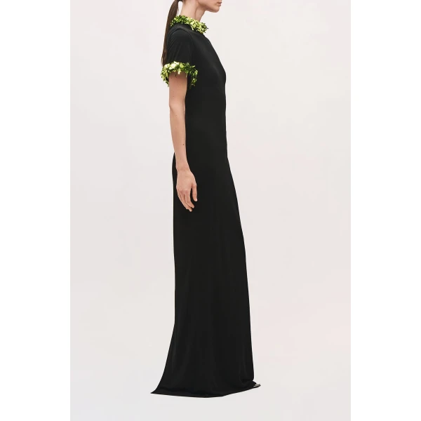 Brandon Maxwell Bex Gown in Black and Green | Evening Gowns | Luxury Shoes 