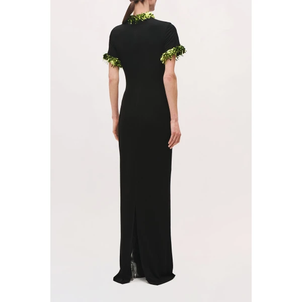 Brandon Maxwell Bex Gown in Black and Green | Evening Gowns | Luxury Shoes 