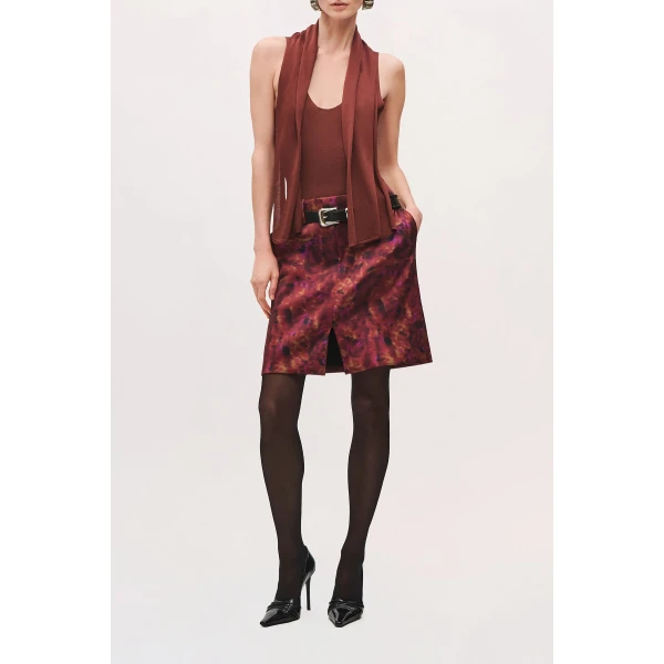 Brandon Maxwell Capri Bodysuit with Scarf in Terracotta | Bodysuit | Luxury Shoes 