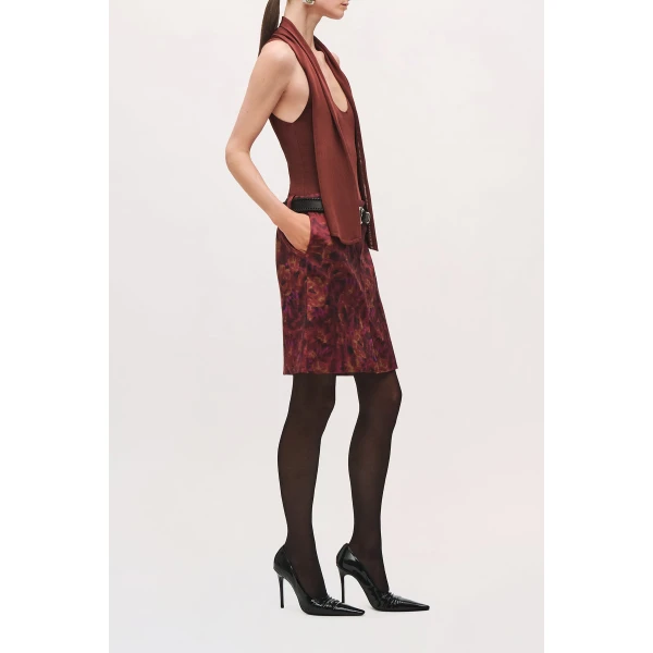 Brandon Maxwell Capri Bodysuit with Scarf in Terracotta | Bodysuit | Luxury Shoes 