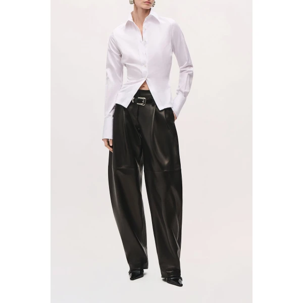 Brandon Maxwell Ceci Button Down Shirt in White | Shirts | Luxury Shoes 