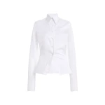 Brandon Maxwell Ceci Button Down Shirt in White | Luxury Shoes 