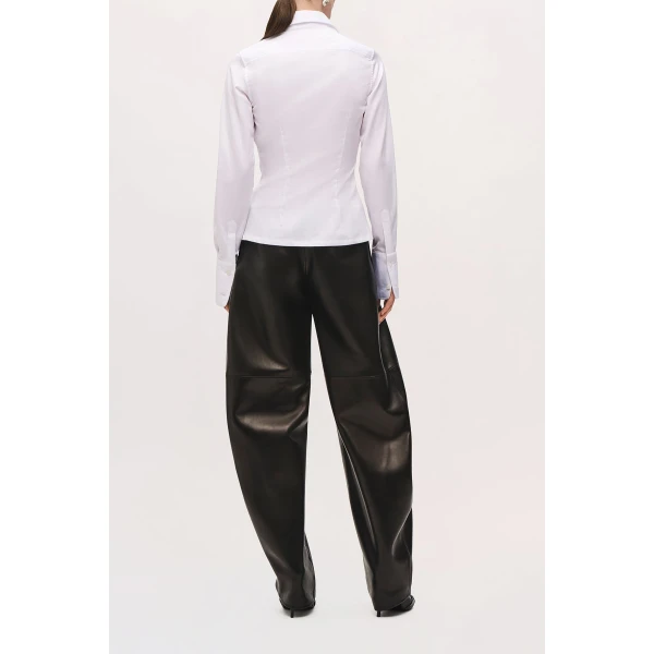 Brandon Maxwell Ceci Button Down Shirt in White | Shirts | Luxury Shoes 