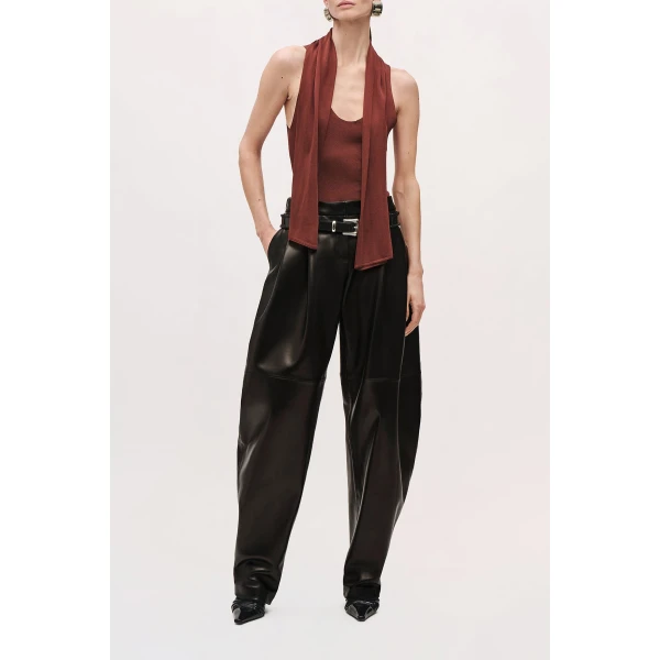 Brandon Maxwell Dean Pant in Black Leather | Pants | Luxury Shoes 