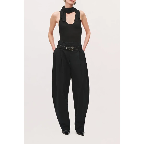 Brandon Maxwell Dean Pant in Black Washed Cotton | Pants | Luxury Shoes 