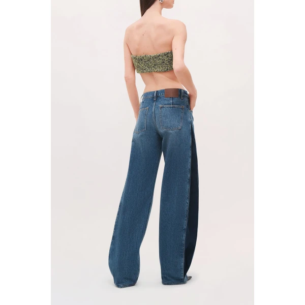 Brandon Maxwell Demi Bandeau Top in Green Static | Cropped Top | Luxury Shoes 