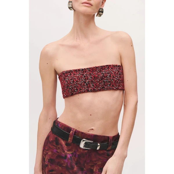 Brandon Maxwell Demi Bandeau Top in Red Static | Cropped Top | Luxury Shoes 
