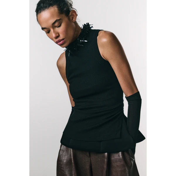 Brandon Maxwell Embellished Tank Top in Black | Sleeveless | Luxury Shoes 