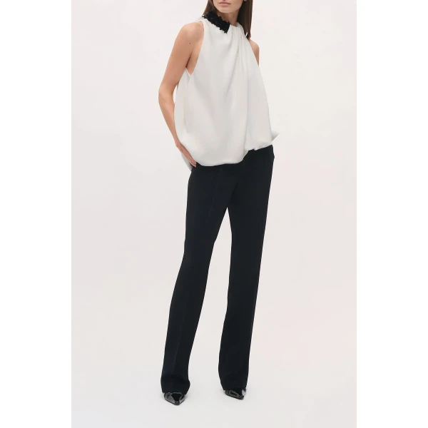 Brandon Maxwell Haze Top in Ivory and Black | Sleeveless | Luxury Shoes 