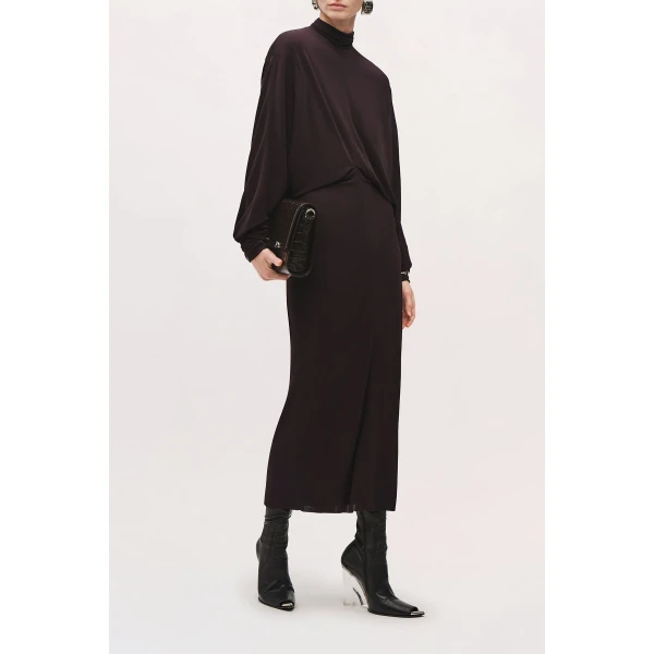 Brandon Maxwell Helena Dress in Ganache | Midi Dresses | Luxury Shoes 