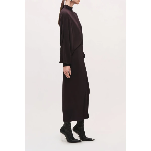 Brandon Maxwell Helena Dress in Ganache | Midi Dresses | Luxury Shoes 
