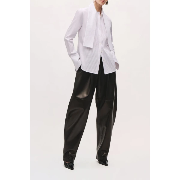 Brandon Maxwell Inez Tuxedo Shirt in White | Shirts | Luxury Shoes 