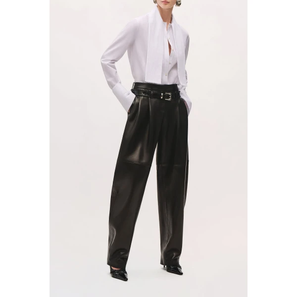 Brandon Maxwell Inez Tuxedo Shirt in White | Shirts | Luxury Shoes 
