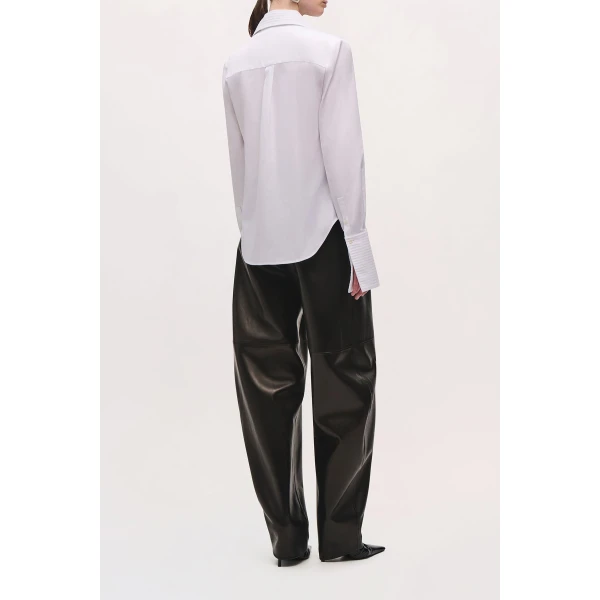 Brandon Maxwell Inez Tuxedo Shirt in White | Shirts | Luxury Shoes 