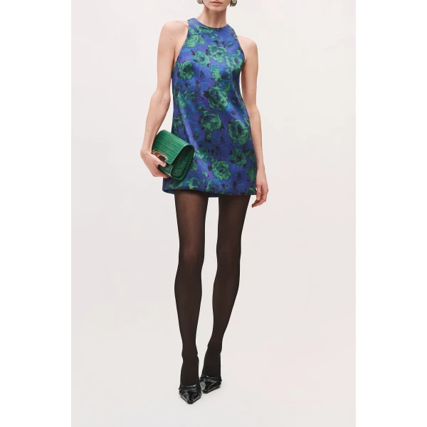 Brandon Maxwell Joelle Mini Dress in Blue Floral | Mini Dresses | Luxury Shoes 