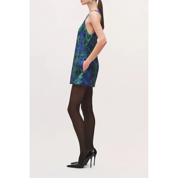 Brandon Maxwell Joelle Mini Dress in Blue Floral | Mini Dresses | Luxury Shoes 